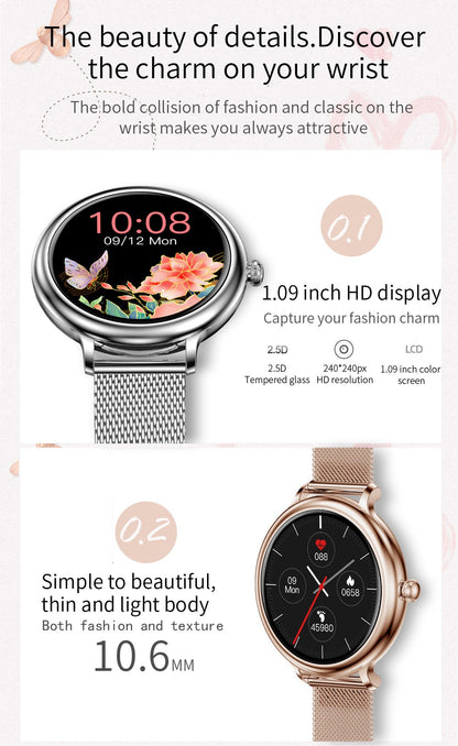 Smartwatch Rubin SILVER IdealStore Full HD, Ecran de 1,09 Inch cu rezolutie 240x240, Monitorizare tensiune arteriala si frecventa cardiaca, Rezistent la apa IP68, Preluare apeluri Bluetooth, Mod multi-sport, Sistem de operare Android sau IOS