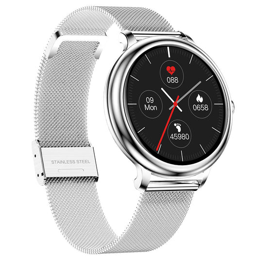 Smartwatch Rubin SILVER IdealStore Full HD, Ecran de 1,09 Inch cu rezolutie 240x240, Monitorizare tensiune arteriala si frecventa cardiaca, Rezistent la apa IP68, Preluare apeluri Bluetooth, Mod multi-sport, Sistem de operare Android sau IOS