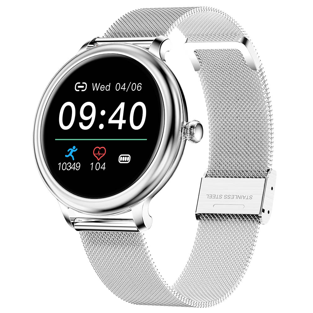 Smartwatch Rubin SILVER IdealStore Full HD, Ecran de 1,09 Inch cu rezolutie 240x240, Monitorizare tensiune arteriala si frecventa cardiaca, Rezistent la apa IP68, Preluare apeluri Bluetooth, Mod multi-sport, Sistem de operare Android sau IOS