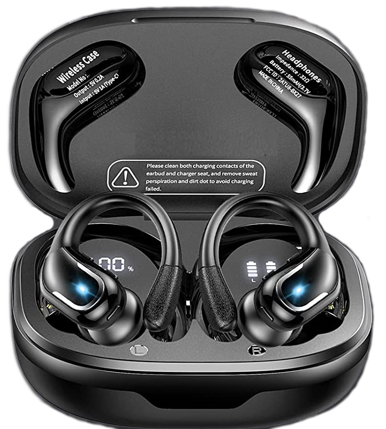 Casti Wireless idealStore RunX60h, Claritate Sunet HD, Microfon HD, Autonomie 60 ore, Eliminare zgomot fundal, Sunet Clar, Bass Profund, Bluetooth 5.3, Raza 20 metri, Impermeabil, Culoare Negru