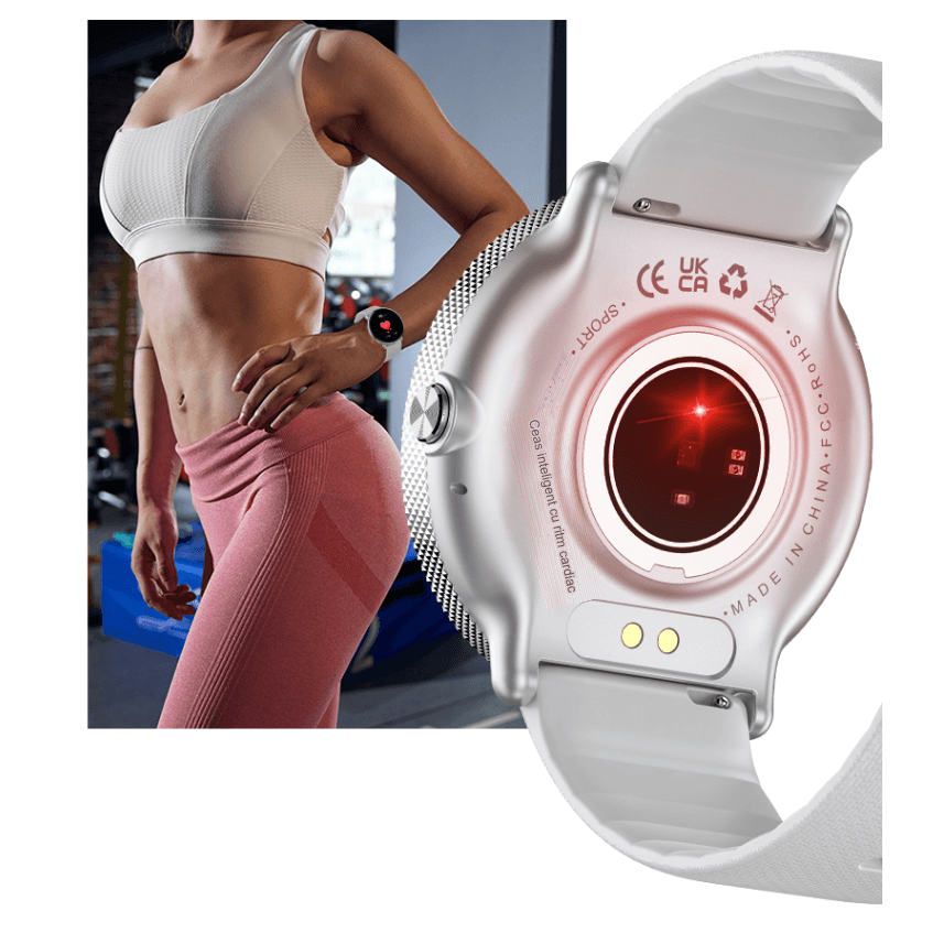 Smartwatch idealSTORE S24Watch, Ecran rotund AMOLED, Apel Bluetooth, Monitorizare Ritm Cardiac si Stare de Sanatate, Multi-Sport, Monitor Somn, Ceas cu afisaj Permanent, Memento Aplicatii Sociale, Senzor Optic Masurare Oxigen, Bratara din Silicon Neagra