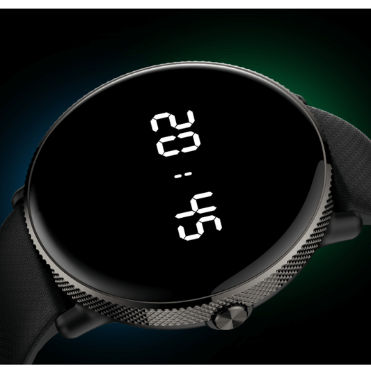 Smartwatch idealSTORE S24Watch, Ecran rotund AMOLED, Apel Bluetooth, Monitorizare Ritm Cardiac si Stare de Sanatate, Multi-Sport, Monitor Somn, Ceas cu afisaj Permanent, Memento Aplicatii Sociale, Senzor Optic Masurare Oxigen, Bratara din Silicon Neagra