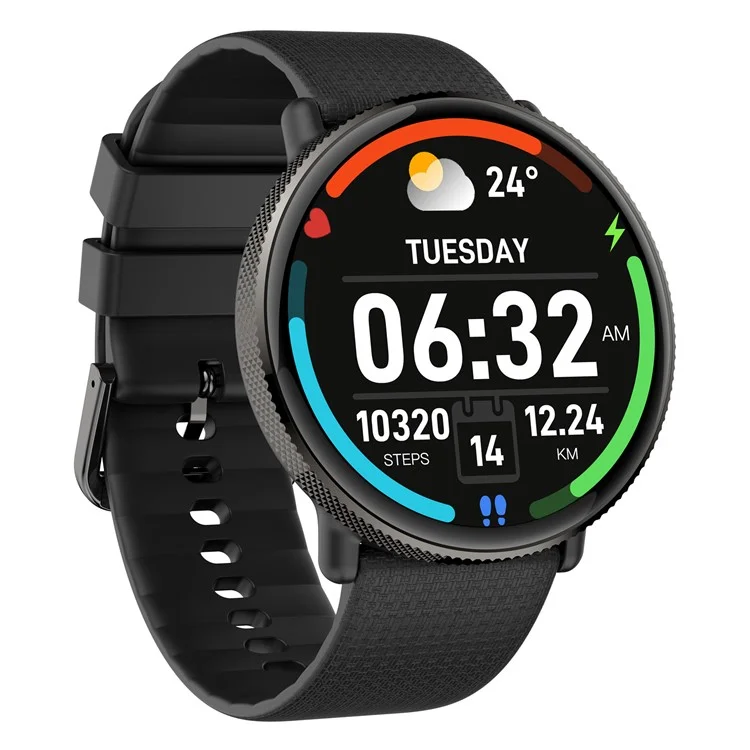 Smartwatch idealSTORE S24Watch, Ecran rotund AMOLED, Apel Bluetooth, Monitorizare Ritm Cardiac si Stare de Sanatate, Multi-Sport, Monitor Somn, Ceas cu afisaj Permanent, Memento Aplicatii Sociale, Senzor Optic Masurare Oxigen, Bratara din Silicon Neagra