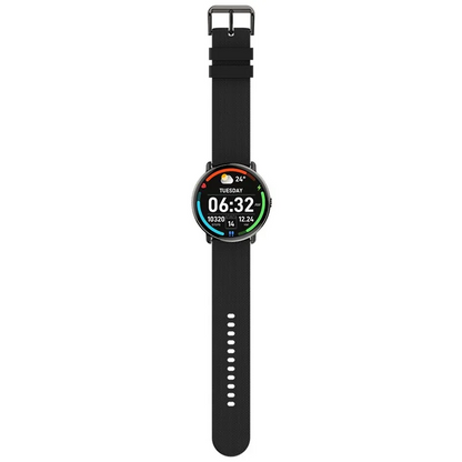 Smartwatch idealSTORE S24Watch, Ecran rotund AMOLED, Apel Bluetooth, Monitorizare Ritm Cardiac si Stare de Sanatate, Multi-Sport, Monitor Somn, Ceas cu afisaj Permanent, Memento Aplicatii Sociale, Senzor Optic Masurare Oxigen, Bratara din Silicon Neagra