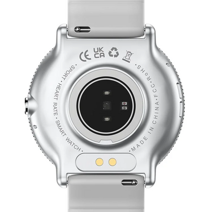 Smartwatch idealSTORE S24Watch, Ecran rotund AMOLED, Apel Bluetooth, Monitorizare Ritm Cardiac si Stare de Sanatate, Multi-Sport, Monitor Somn, Ceas cu afisaj Permanent, Memento Aplicatii Sociale, Senzor Optic Masurare Oxigen, Bratara din Silicon Gri