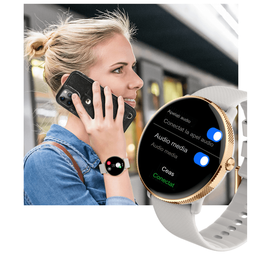 Smartwatch idealSTORE S24Watch, Ecran rotund AMOLED, Apel Bluetooth, Monitorizare Ritm Cardiac si Stare de Sanatate, Multi-Sport, Monitor Somn, Ceas cu afisaj Permanent, Memento Aplicatii Sociale, Senzor Optic Masurare Oxigen, Bratara din Silicon Gri