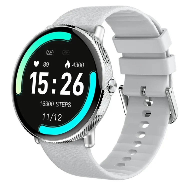Smartwatch idealSTORE S24Watch, Ecran rotund AMOLED, Apel Bluetooth, Monitorizare Ritm Cardiac si Stare de Sanatate, Multi-Sport, Monitor Somn, Ceas cu afisaj Permanent, Memento Aplicatii Sociale, Senzor Optic Masurare Oxigen, Bratara din Silicon Gri