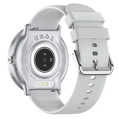 Smartwatch idealSTORE S24Watch, Ecran rotund AMOLED, Apel Bluetooth, Monitorizare Ritm Cardiac si Stare de Sanatate, Multi-Sport, Monitor Somn, Ceas cu afisaj Permanent, Memento Aplicatii Sociale, Senzor Optic Masurare Oxigen, Bratara din Silicon Gri