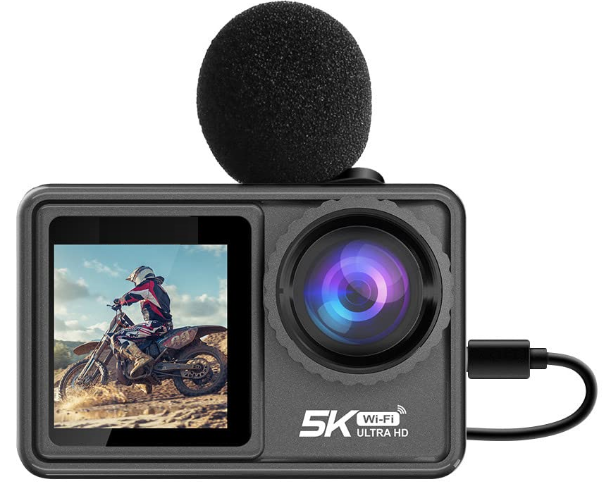 Camera de Actiune idealSTORE SmartGO-Cam 5K Ultra HD, 24 MP, Anti-Shake, Waterproof, Control Vocal, Unghi Larg 170, WiFi incorporat, HDMI, Ecran Tactil