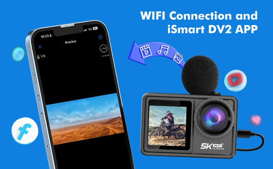 Camera de Actiune idealSTORE SmartGO-Cam 5K Ultra HD, 24 MP, Anti-Shake, Waterproof, Control Vocal, Unghi Larg 170, WiFi incorporat, HDMI, Ecran Tactil