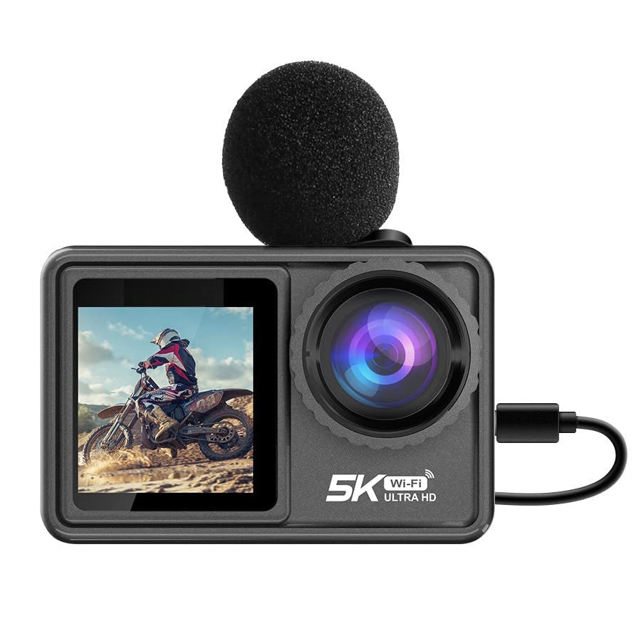 Camera de Actiune idealSTORE SmartGO-Cam 5K Ultra HD, 24 MP, Anti-Shake, Waterproof, Control Vocal, Unghi Larg 170, WiFi incorporat, HDMI, Ecran Tactil
