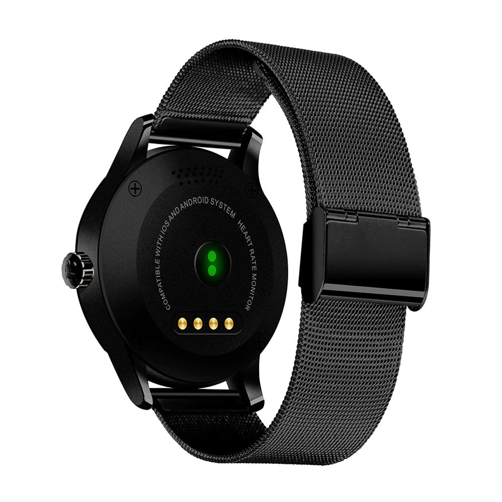 Ceas Smartwach Elegance Stylish 88, Curea metalica, Design modern, G-senzor, Monitorizare ritm cardiac, Conectivitate Android/Ios, Pedometru, Monitorizare Somn, Sincronizare Agenda, Culoare Negru