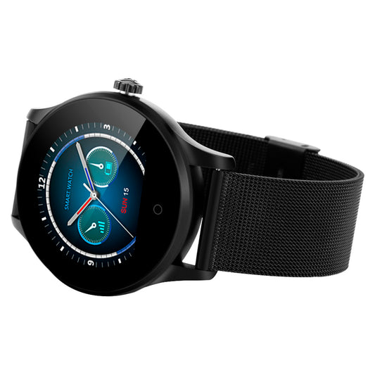 Ceas Smartwach Elegance Stylish 88, Curea metalica, Design modern, G-senzor, Monitorizare ritm cardiac, Conectivitate Android/Ios, Pedometru, Monitorizare Somn, Sincronizare Agenda, Culoare Negru