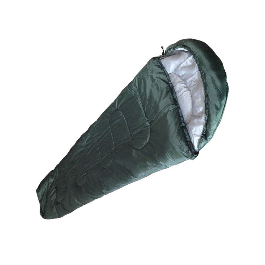 Sac de dormit Sleeping Mummy, Pentru o persoana cu gluga, Pentru primavara - vara - toamna, Culoare Verde, Material poliester (190T g/m2), Dimensiune 190 x 80 x 50 cm