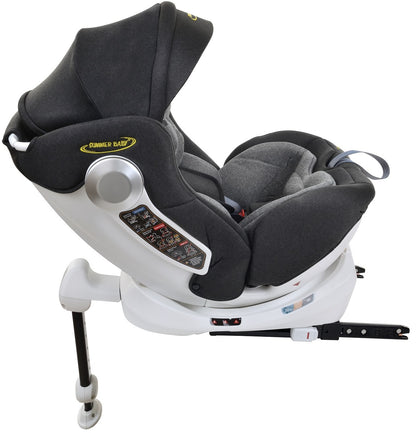 Scaun auto Profesional pentru copii Santi Baby IDL Collection, Cu picior Telescopic stabil, 3 grupe de greutate intre 0-36 kg, tehnologia Isofix, Rotire 360 grade cu reglarea pozitiei de somn si a inaltimii tetierei in functie de varsta, Negru Gri