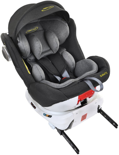 Scaun auto Profesional pentru copii Santi Baby IDL Collection, Cu picior Telescopic stabil, 3 grupe de greutate intre 0-36 kg, tehnologia Isofix, Rotire 360 grade cu reglarea pozitiei de somn si a inaltimii tetierei in functie de varsta, Negru Gri