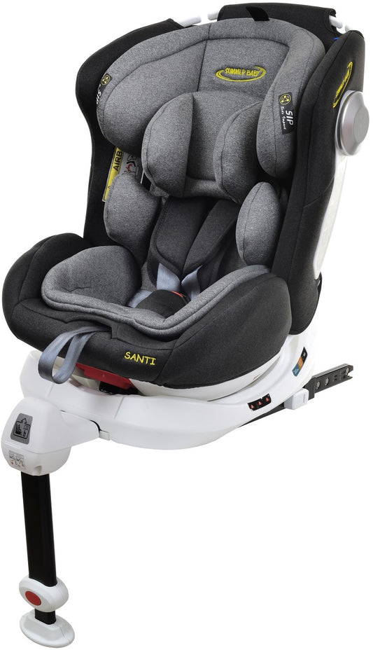 Scaun auto Profesional pentru copii Santi Baby IDL Collection, Cu picior Telescopic stabil, 3 grupe de greutate intre 0-36 kg, tehnologia Isofix, Rotire 360 grade cu reglarea pozitiei de somn si a inaltimii tetierei in functie de varsta, Negru Gri