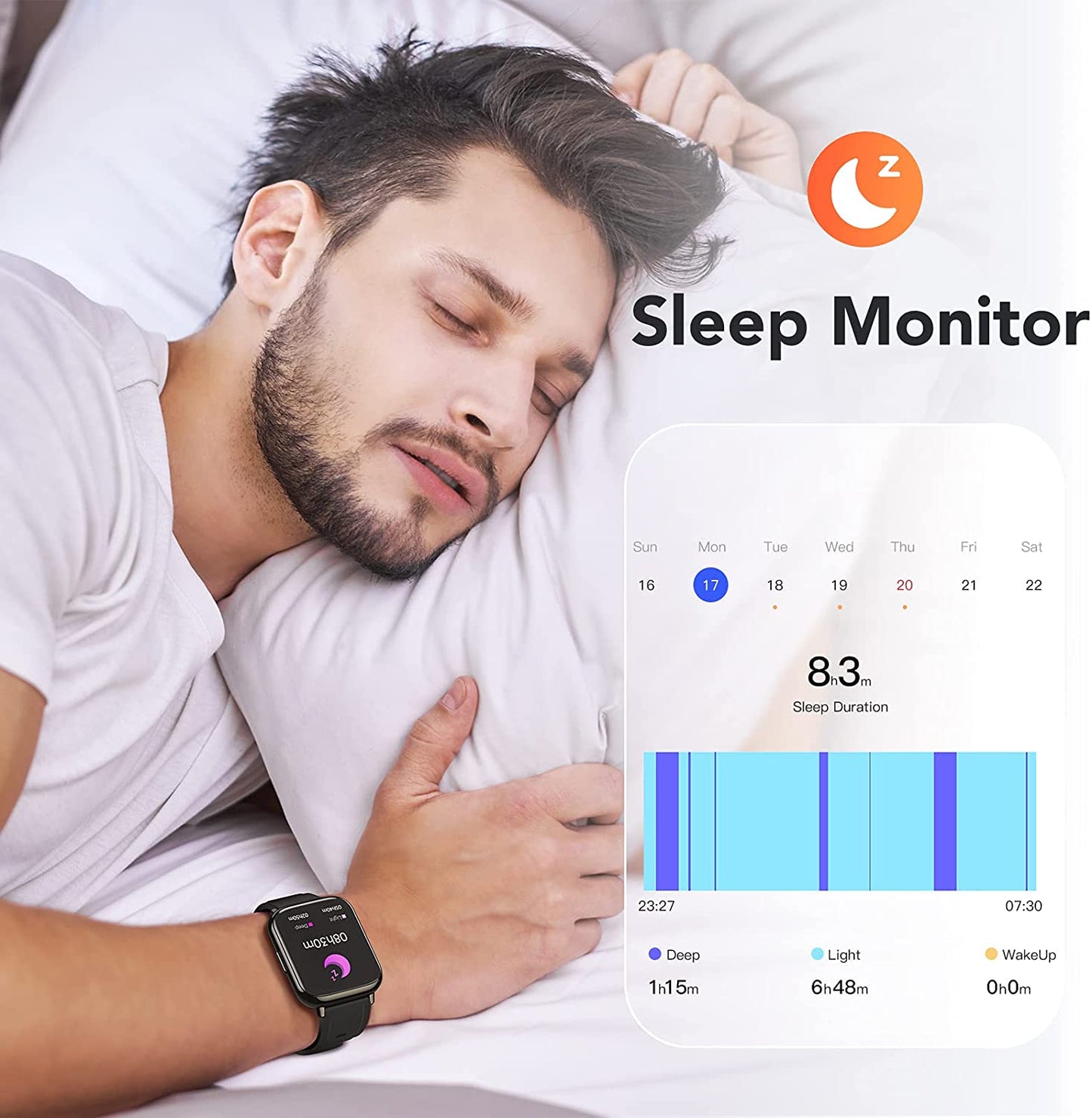 Ceas SmartWatch Saphir idealStore, Ecran HD 1.69 inch, Notificari Apeluri/Mesaje, Monitorizare Ritm Cardiac si Tensiune Arteriala, Compatibil iOS/Android, Negru