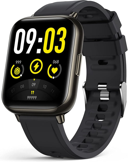 Ceas SmartWatch Saphir idealStore, Ecran HD 1.69 inch, Notificari Apeluri/Mesaje, Monitorizare Ritm Cardiac si Tensiune Arteriala, Compatibil iOS/Android, Negru