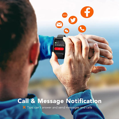 Ceas SmartWatch Saphir idealStore, Ecran HD 1.69 inch, Notificari Apeluri/Mesaje, Monitorizare Ritm Cardiac si Tensiune Arteriala, Compatibil iOS/Android, Negru