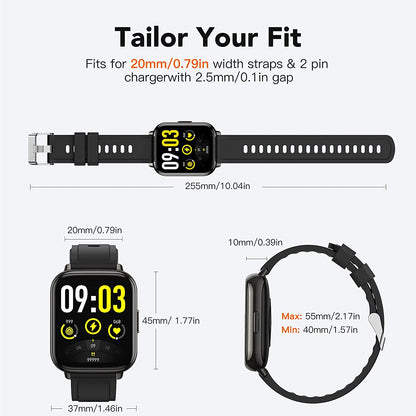 Ceas SmartWatch Saphir idealStore, Ecran HD 1.69 inch, Notificari Apeluri/Mesaje, Monitorizare Ritm Cardiac si Tensiune Arteriala, Compatibil iOS/Android, Negru