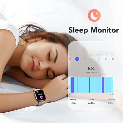 Ceas SmartWatch Saphir idealStore, Ecran HD 1.69 inch, Notificari Apeluri/Mesaje, Monitorizare Fitness, Ritm Cardiac si Tensiune Arteriala, Compatibil iOS/Android, Auriu