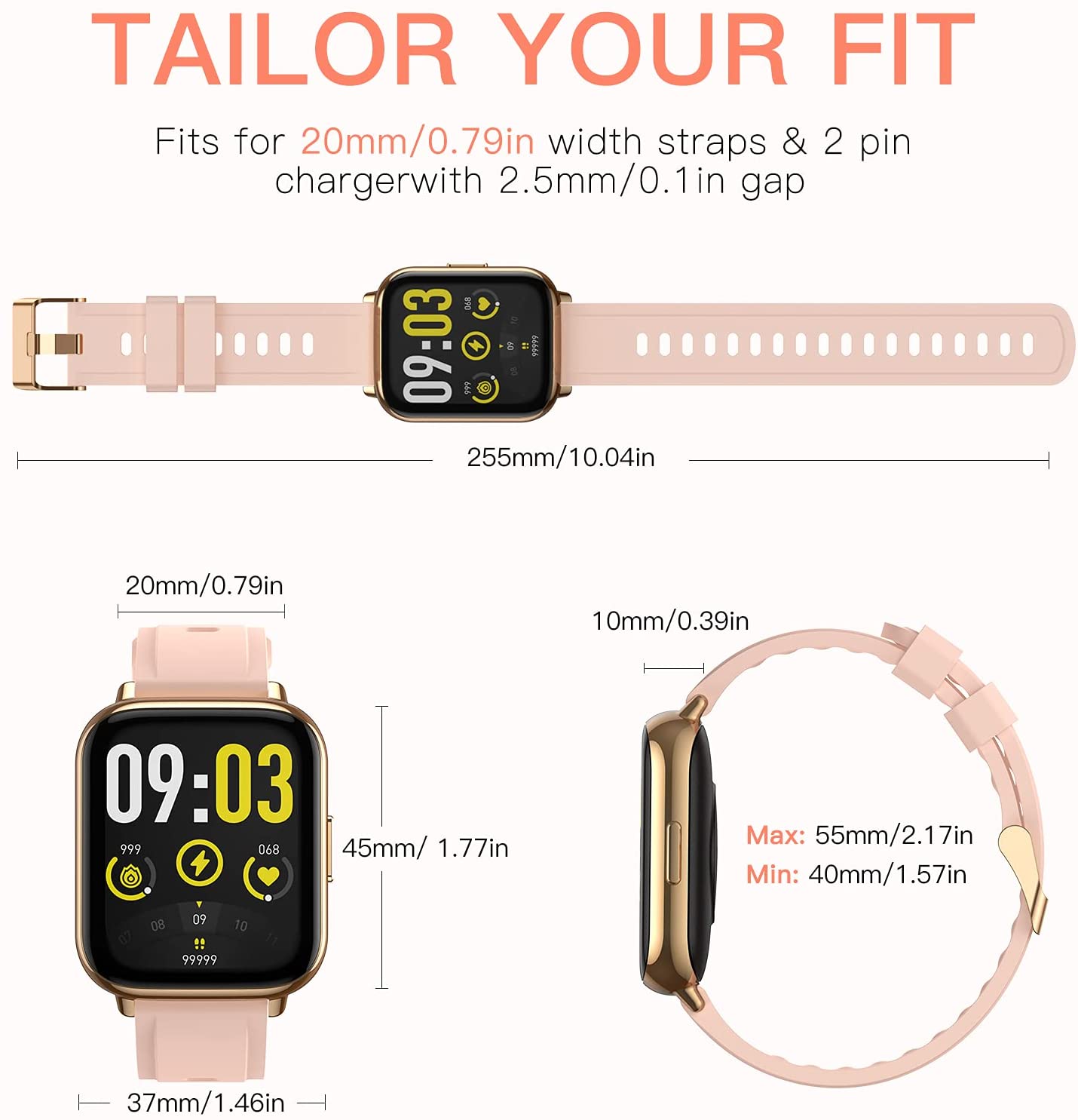 Ceas SmartWatch Saphir idealStore, Ecran HD 1.69 inch, Notificari Apeluri/Mesaje, Monitorizare Fitness, Ritm Cardiac si Tensiune Arteriala, Compatibil iOS/Android, Auriu