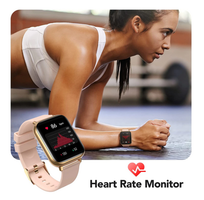 Ceas SmartWatch Saphir idealStore, Ecran HD 1.69 inch, Notificari Apeluri/Mesaje, Monitorizare Fitness, Ritm Cardiac si Tensiune Arteriala, Compatibil iOS/Android, Auriu