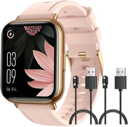 Ceas SmartWatch Saphir idealStore, Ecran HD 1.69 inch, Notificari Apeluri/Mesaje, Monitorizare Fitness, Ritm Cardiac si Tensiune Arteriala, Compatibil iOS/Android, Auriu