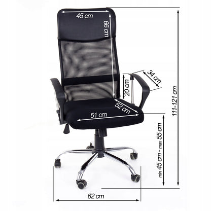 Scaun de Birou pivotant cu reglare inaltime si ventilatie idealSTORE Matrix Black Chair, Echipat cu tapiterie din microgriduri