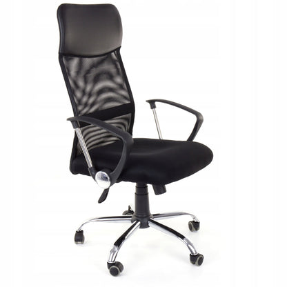 Scaun de Birou pivotant cu reglare inaltime si ventilatie idealSTORE Matrix Black Chair, Echipat cu tapiterie din microgriduri