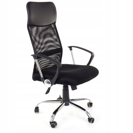 Scaun de Birou pivotant cu reglare inaltime si ventilatie idealSTORE Matrix Black Chair, Echipat cu tapiterie din microgriduri