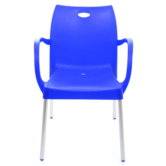 Scaun pentru terasa si gradina IDL CORFU, 58x45x80 cm, Fabricat din Metal+Plastic de inalta calitate, Cu forma Moderna si Ergonomica, Cotiere minimaliste, Aduce un plus de culoare in decorul oricarei gradini, Culoare-Albastru
