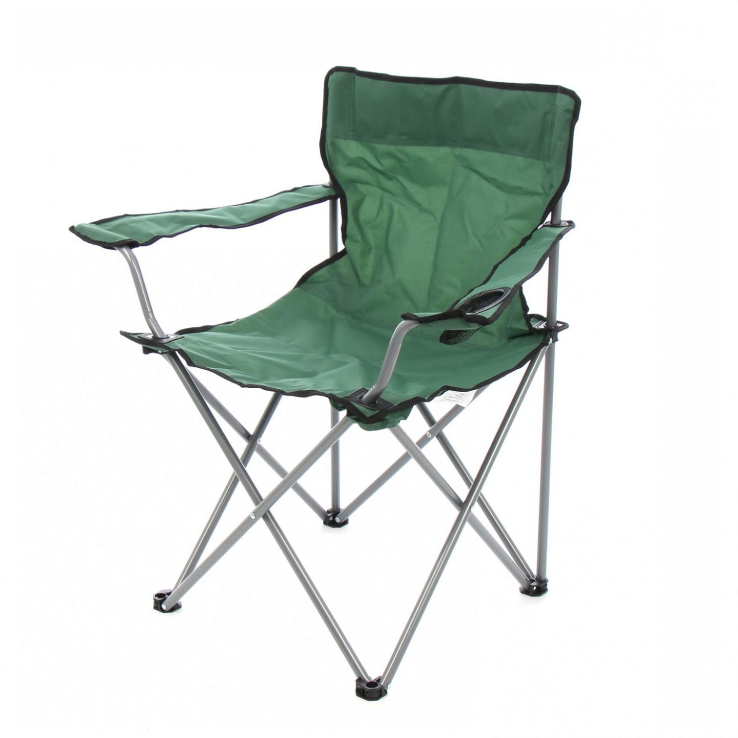 Scaun camping pliant IDL SummerTime Green Hornet, cu structura metalica, Culoare verde, Suport Pahar cu plasa, Dimensiuni 52 x 52 x 80 cm
