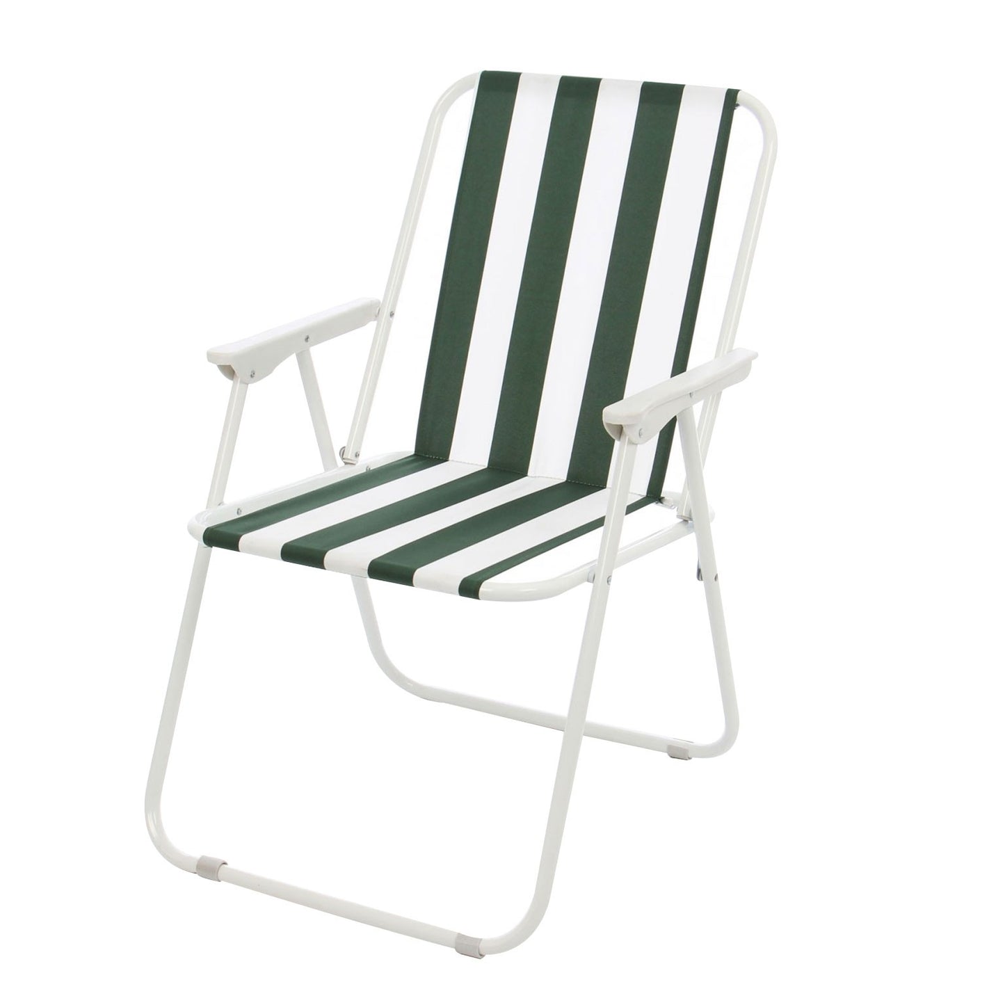 Scaun pescuit, pentru camping, pliant D10883AT-2, structura metalica, material poliester, verde si alb, 50 x 54 x 79 cm