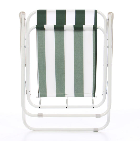 Scaun pescuit, pentru camping, pliant D10883AT-2, structura metalica, material poliester, verde si alb, 50 x 54 x 79 cm