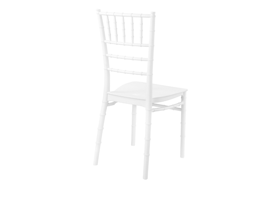 Scaun Chiavari Premium ALB idealSTORE, Dimensiuni 87 x 43 x 47 cm, Spatar Inalt, Sezut Ergonomic, Design Elegant, Plastic Rezistent la Uzura, Pete, UV, Umezeala, Inghet, Temperaturi Mari, Sarcina 150 KG, Usor de Curatat