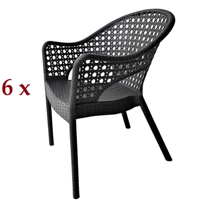 Set Masa cu 6 Scaune idealStore Ratan LUX, pentru Restaurant, Pub, Terasa, Calitate Premium, Masa din Polietilena L 140x l 80x h 75 cm, Scaun din Polietilena L 47 x l 69 x h 85 cm, Model Ratan, Rezistent la Apa, Soare, Inghet, Umezeala, Utilizare Multipla