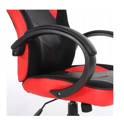 Scaun Gaming Rotativ cu mecanism TILT idealSTORE Smart Armor Red, Proiectat pentru a asigura pozitia si confortul corect al corpului in timpul sedintelor lungi la computer, Design modern, Cotiere moi, Baza solida cu cinci varfuri, Negru-Rosu
