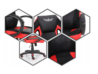 Scaun Gaming Rotativ cu mecanism TILT idealSTORE Smart Armor Red, Proiectat pentru a asigura pozitia si confortul corect al corpului in timpul sedintelor lungi la computer, Design modern, Cotiere moi, Baza solida cu cinci varfuri, Negru-Rosu