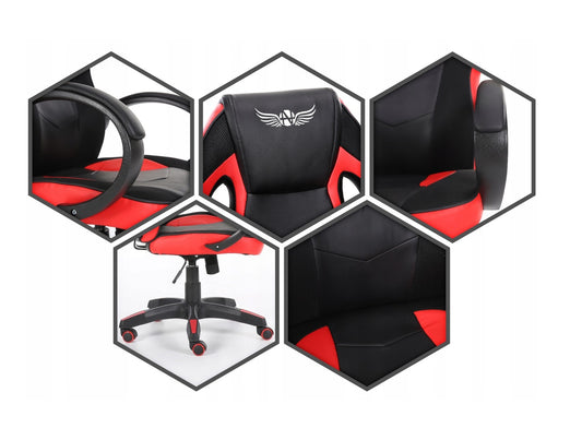 Scaun Gaming Rotativ cu mecanism TILT idealSTORE Smart Armor Red, Proiectat pentru a asigura pozitia si confortul corect al corpului in timpul sedintelor lungi la computer, Design modern, Cotiere moi, Baza solida cu cinci varfuri, Negru-Rosu