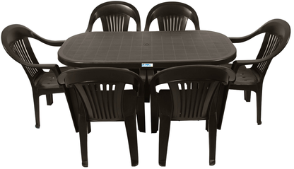 Set masa Gradina idealStore cu 6 Scaune si Masa 140x70x70cm, Rezistenta Sporita, Plastic de Inalta Calitate rezistent UV, Rezistent la Apa si Temperaturi Ridicate, Cappuccino