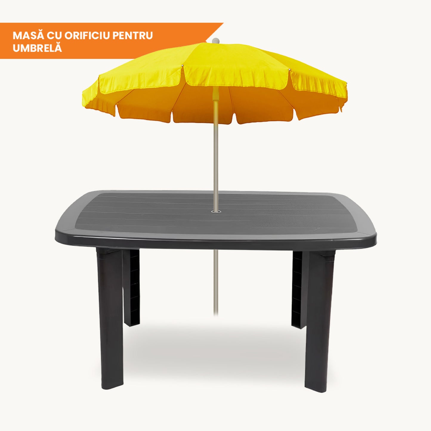 Set Masa cu 6 Scaune de Gradina, Terasa, idealSTORE, Plastic de Inalta Calitate, Polietilena, Dimensiuni masa 135 x 85 x 72 cm, Rezistent la Actiunea Factorilor Atmosferici Nocivi si a Razelor UV, Culoare Maro, Greutatea maxima 120 Kg