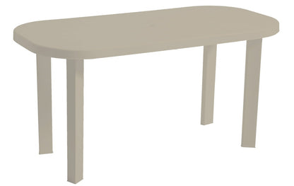 Set Masa cu 6 Scaune de Gradina, Terasa idealSTORE, Polipropilena, Dimensiuni Masa 140 x 70 x 70cm, Plastic de Inalta Calitate, Rezistent la Actiunea Factorilor Atmosferici Nocivi si a Razelor UV, Sarcina 120 Kg, Culoare Nisipiu