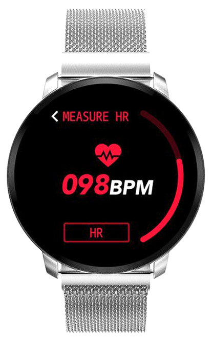 Ceas SmartWatch IdealSTORE Smart Fit 90 cu bratara metalica, Functie Oximetru SpO2, Functie avertizare sedentarism, Monitorizarea ritmului cardiac, Notificari Apeluri, SMS, Aplicatii, Rezistent la apa IP67, Ecran Full Touch 1.3 inch, Argintiu