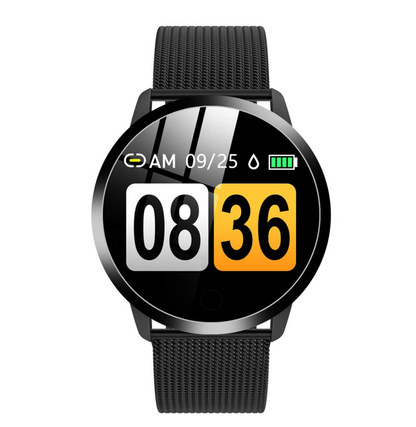 Ceas SmartWatch IdealSTORE Smart Fit 90 cu bratara metalica, Functie Oximetru SpO2, Functie avertizare sedentarism, Monitorizarea ritmului cardiac, Notificari Apeluri, SMS, Aplicatii, Rezistent la apa IP67, Ecran Full Touch 1.3 inch, Negru
