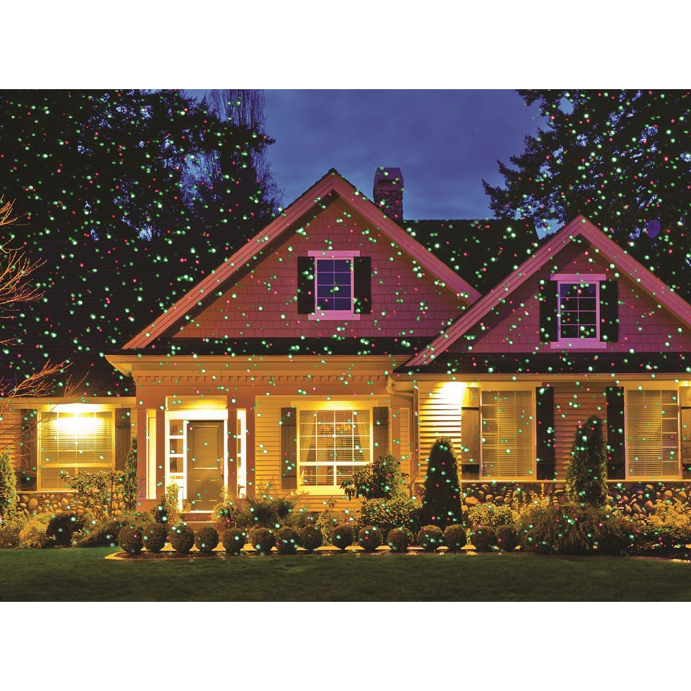 Instalatie Craciun IDL Laser Shower cu telecomanda, pentru iluminarea casei, 9 Functii ce pot oferi un joc de lumini in combinatia de culori rosu si verde