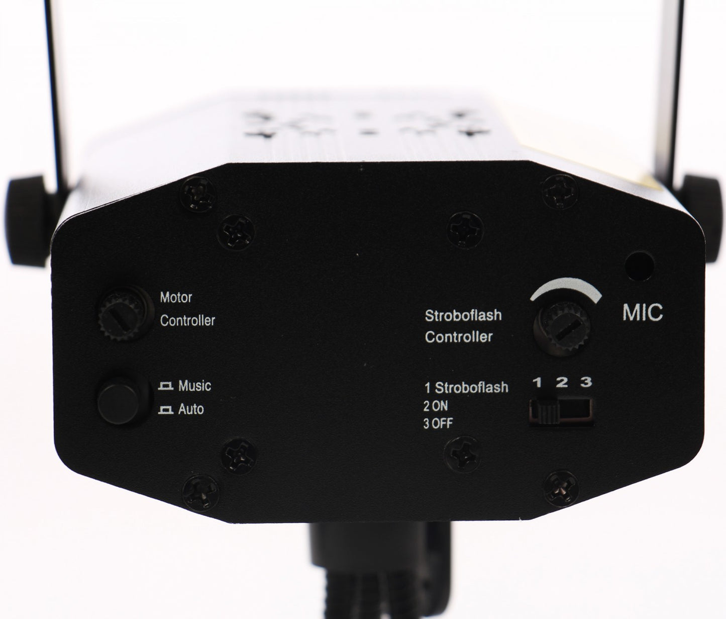 Instalatie Craciun IDL Laser Shower cu telecomanda si microfon pentru iluminarea interioara a locuintei, Efecte multiple, Proiectii de imagini si jocuri de lumini bicolore alaturi de set 12 fundite rosii pentru decorarea bradului