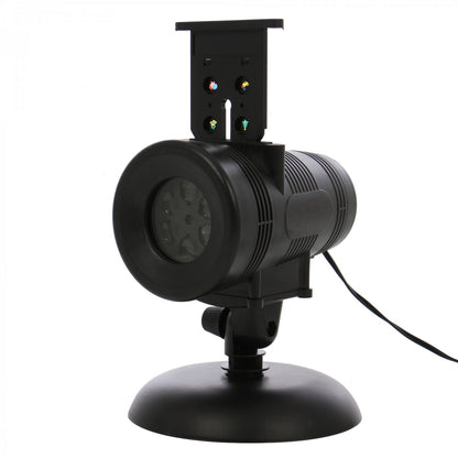 Instalatie Craciun IDL Laser Shower pentru iluminarea casei ce include 6 filme cu 4 modele diferite ce au proiectie multicolora, Model rotativ cu 4 surse de tip LED cu 8 ore de functionare