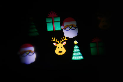 Instalatie Craciun IDL Laser Shower pentru iluminarea casei ce include 6 filme cu 4 modele diferite ce au proiectie multicolora, Model rotativ cu 4 surse de tip LED cu 8 ore de functionare